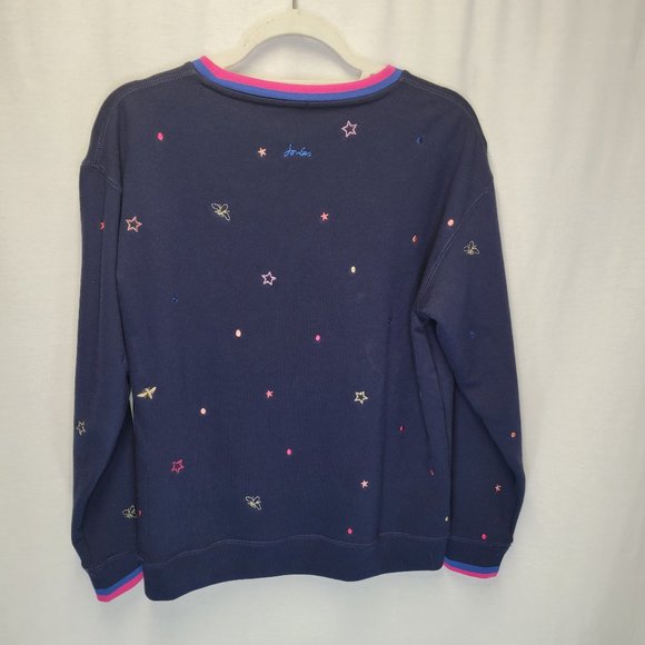 Joules Women's Size 6 Sweatshirt Crewneck Blue Embroidered - Picture 2 of 7